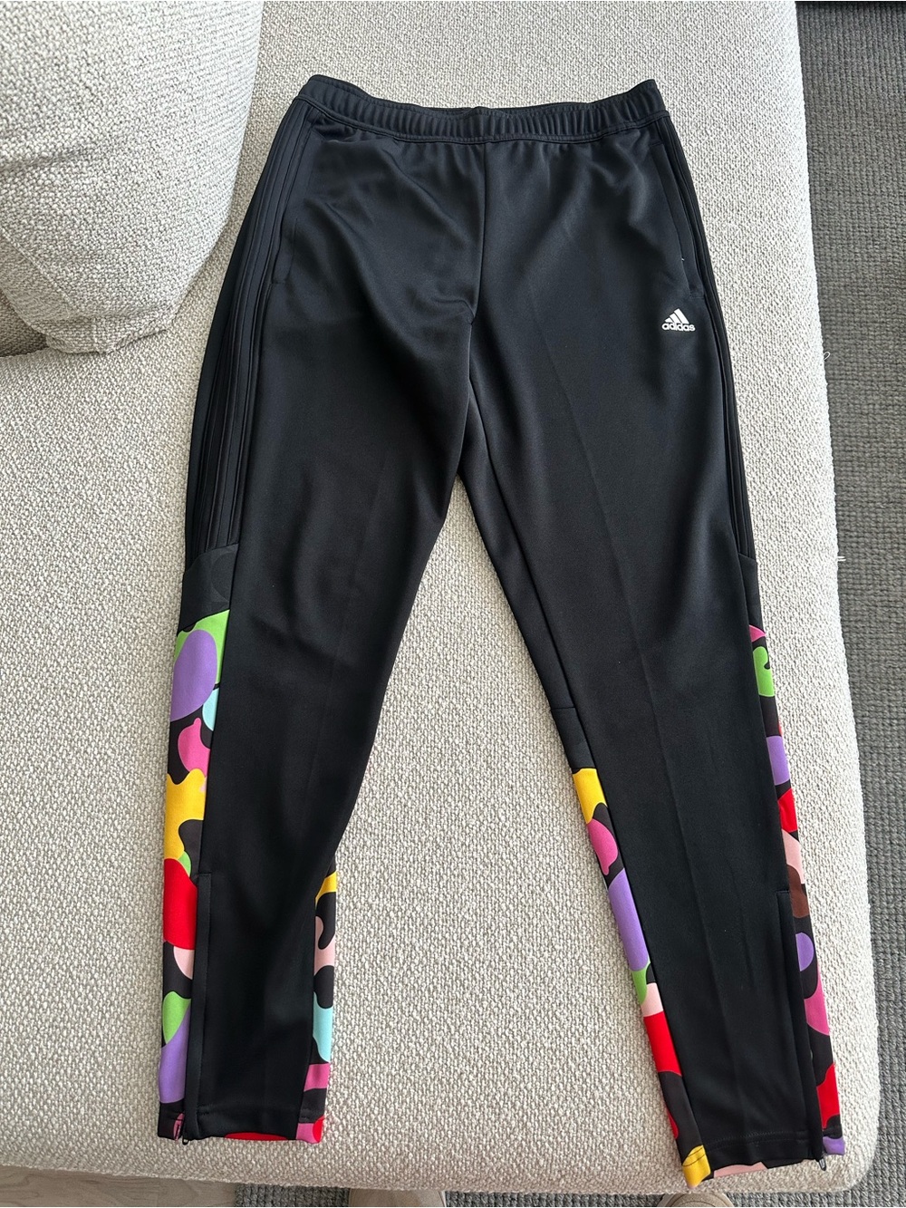 Adidas Rich Mnisi Black Joggers with Multicolor Side Panels